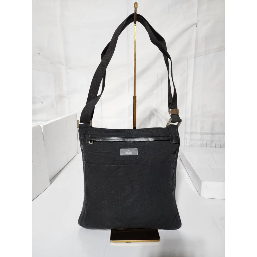 Gucci Black Denim Crossbody/Messenger Bag Black